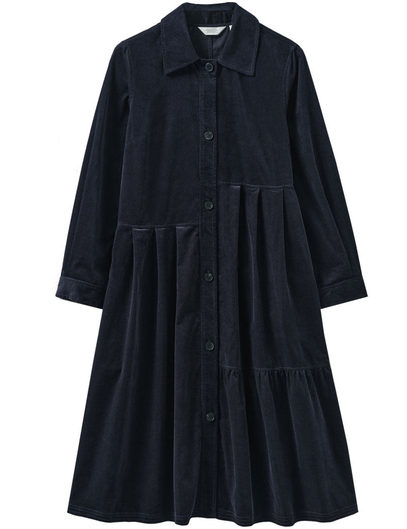 Toast Panelled Organic Needlecord Dress Navy