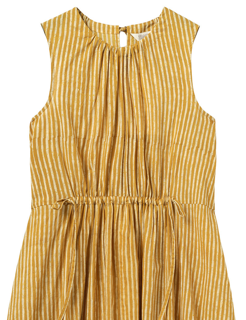 Toast Martha Natural Dye Stripe Cotton Dress Turmeric Collar Detail