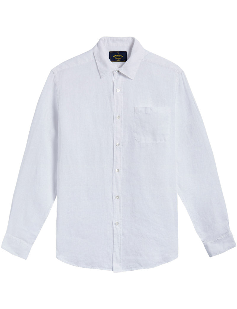 Portuguese Flannel Linen Long Sleeve Shirt White
