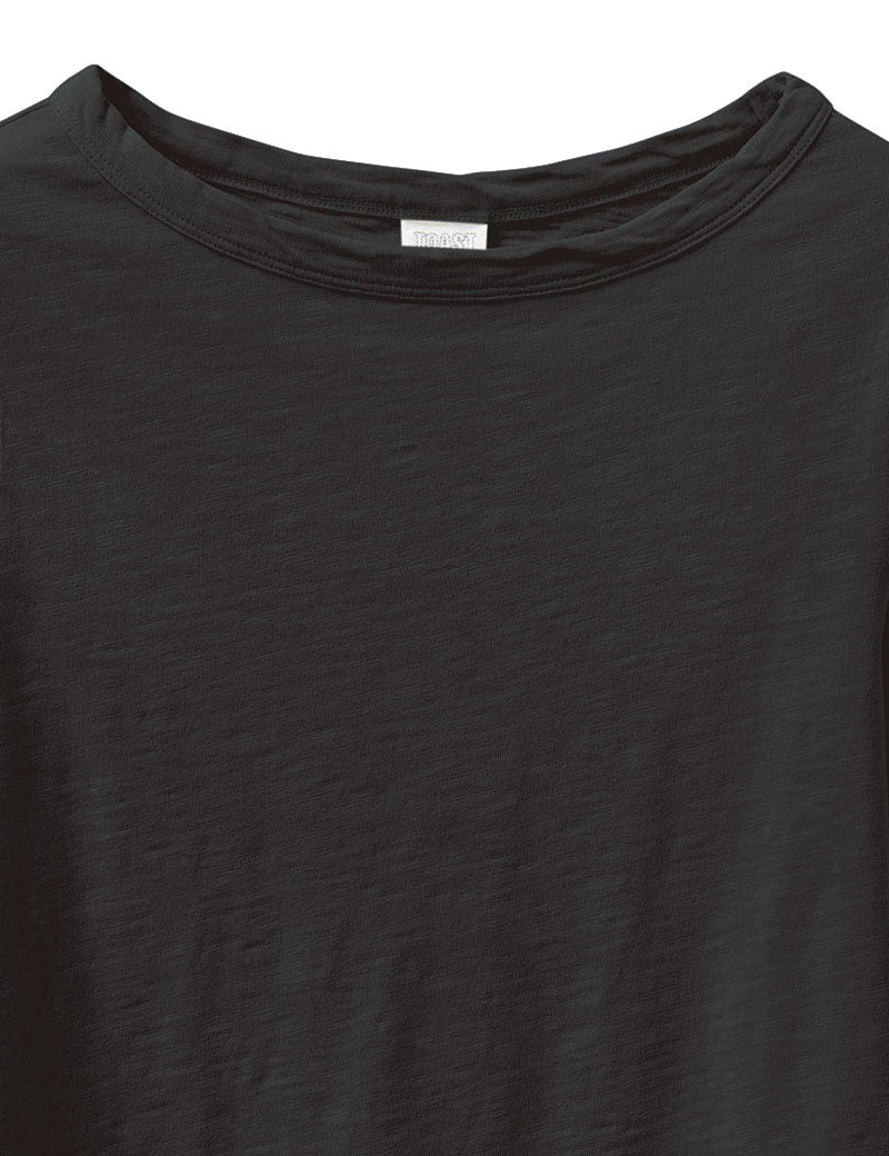 TOAST Lia Cotton Boat Neck Tee Carbon Black Collar Detail