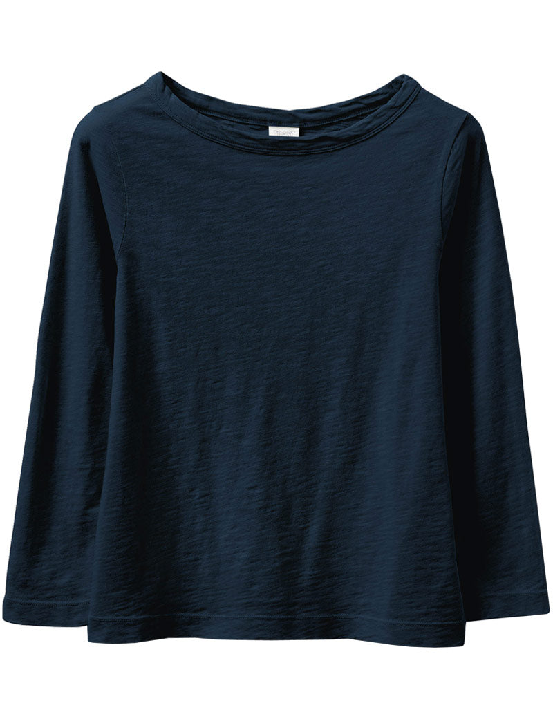 TOAST Lia Garment Dyed Boat Neck Tee Dark Navy Front