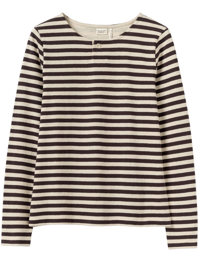 Toast Chef Stripe Jersey Tee Slate Vintage White Front