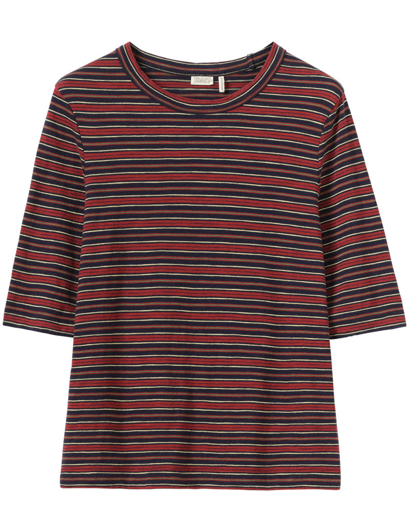 Toast Cleo Stripe Cotton Tee Provencal Blue Multi Front
