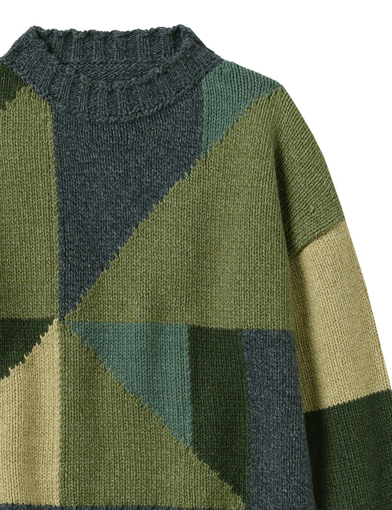 Toast Kite Colour Block Sweater Green Multi