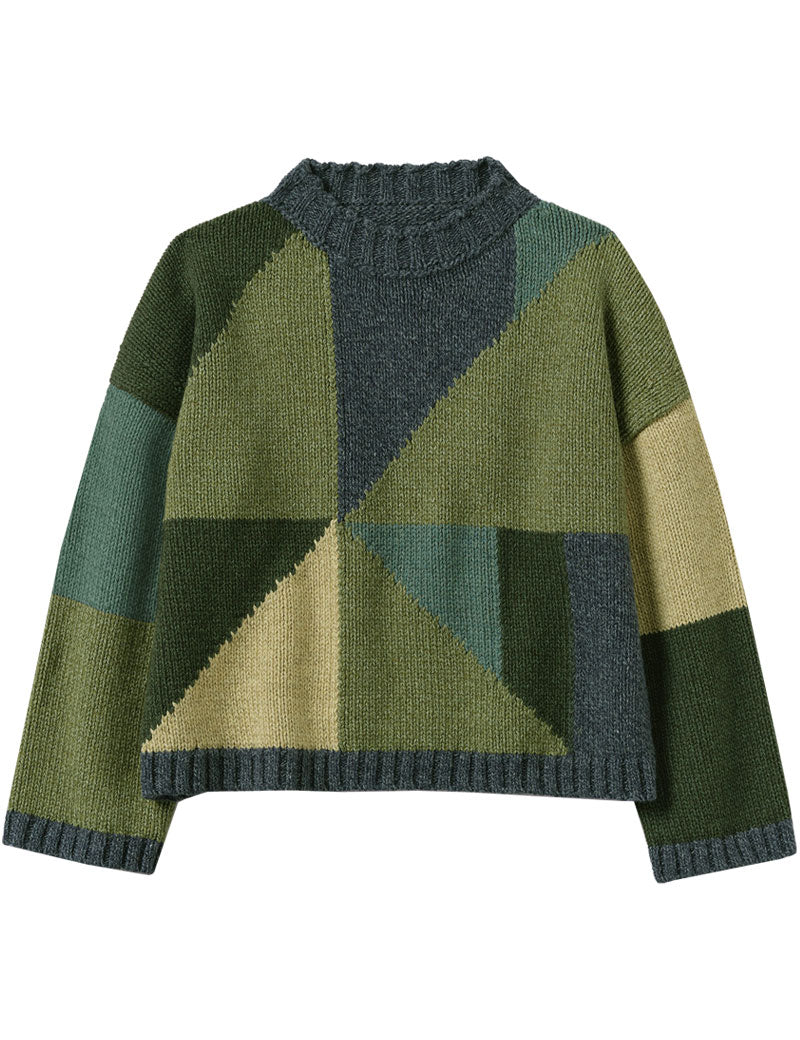 Toast Kite Colour Block Sweater Green Multi