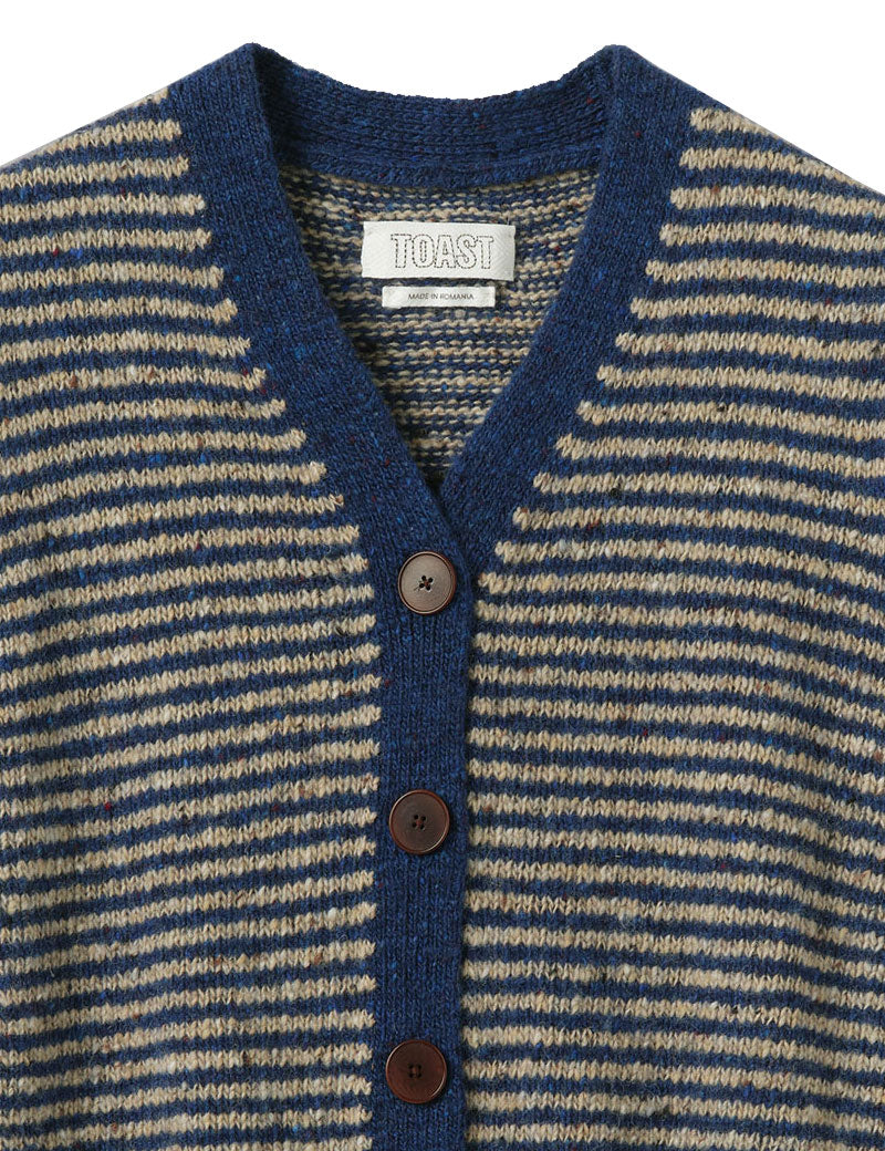 TOAST Striped Dongeal V Neck Tank Ink Biscuit