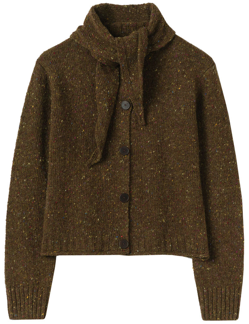 TOAST Donegal Merino Neckerchief Cardigan Darkest Olive