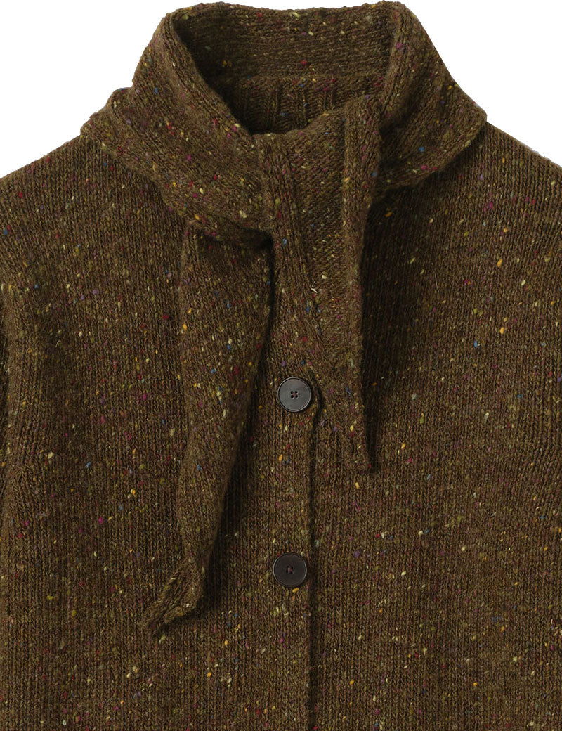 TOAST Donegal Merino Neckerchief Cardigan Darkest Olive