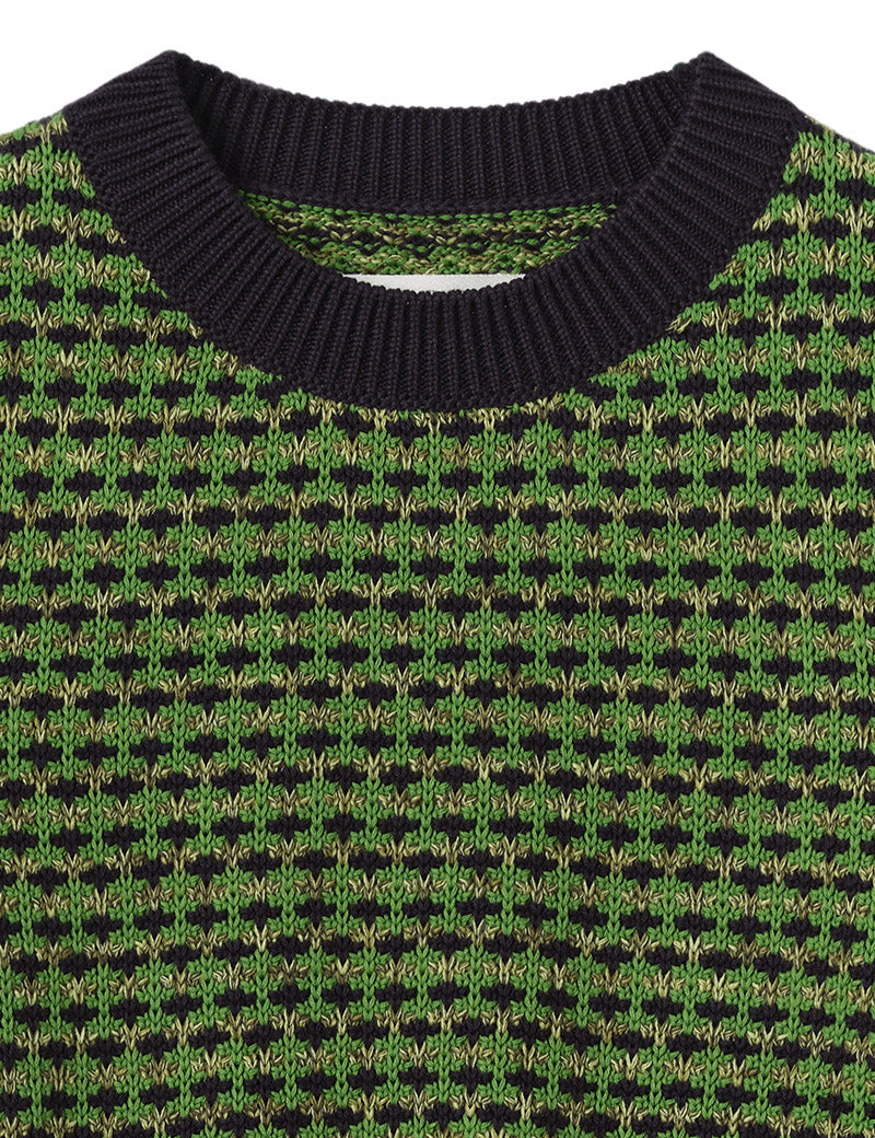 Toast Jacquard Knitted Cotton Top Green Multi Knit Detail