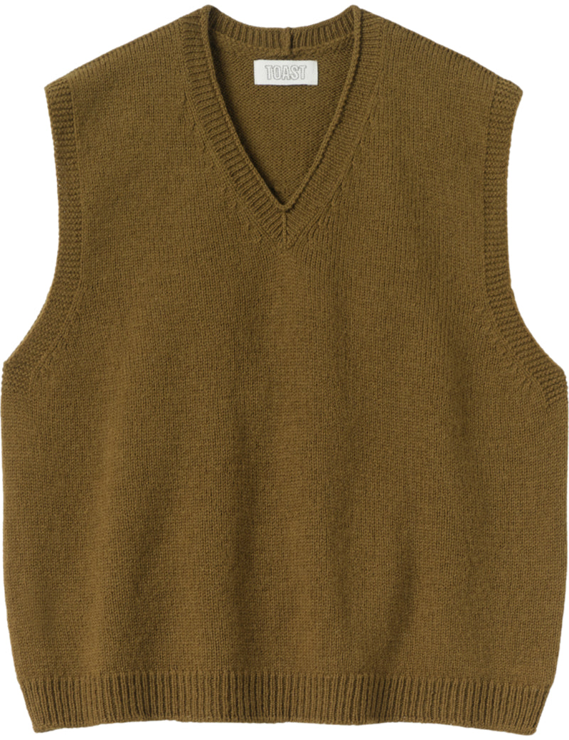 Toast High V Neck Wool Tank Brass