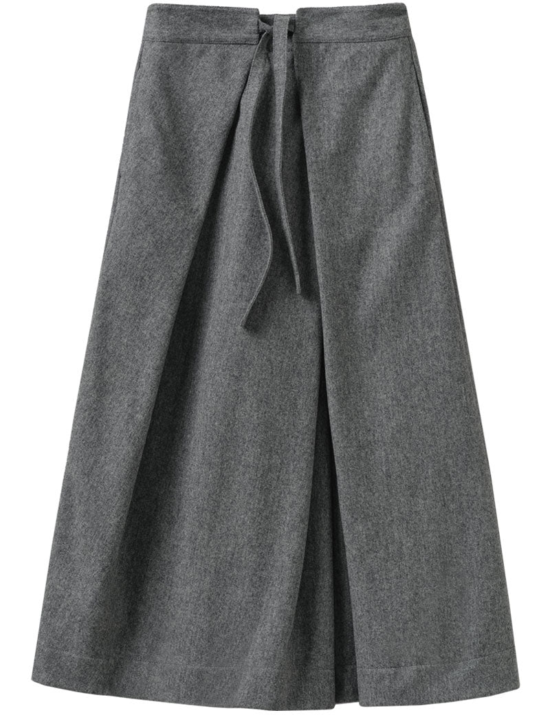 Toast Wool Flannel Tie Front Culottes Grey Melange