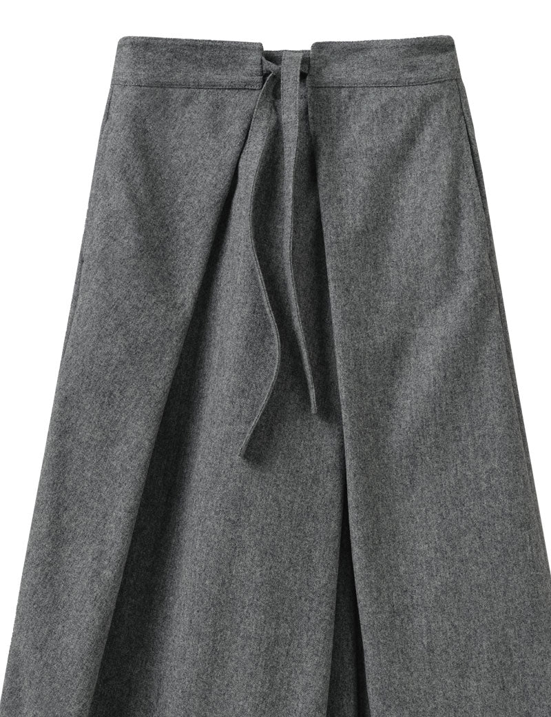 Toast Wool Flannel Tie Front Culottes Grey Melange