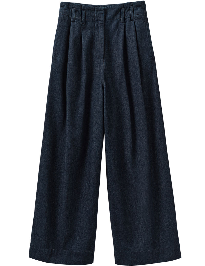 Toast Cotton Hemp Denim Wide Leg Trousers Indigo