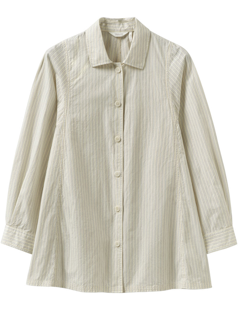 Toast Dash Stripe Cotton Shirt Ivory Golden Olive