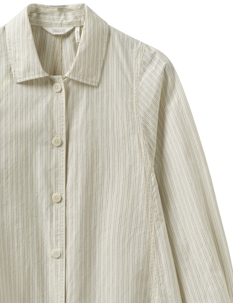 Toast Dash Stripe Cotton Shirt Ivory Golden Olive