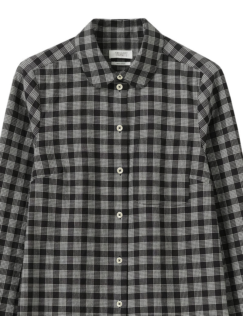TOAST Ollie Binding Check Cotton Seersucker Shirt Black Ecru