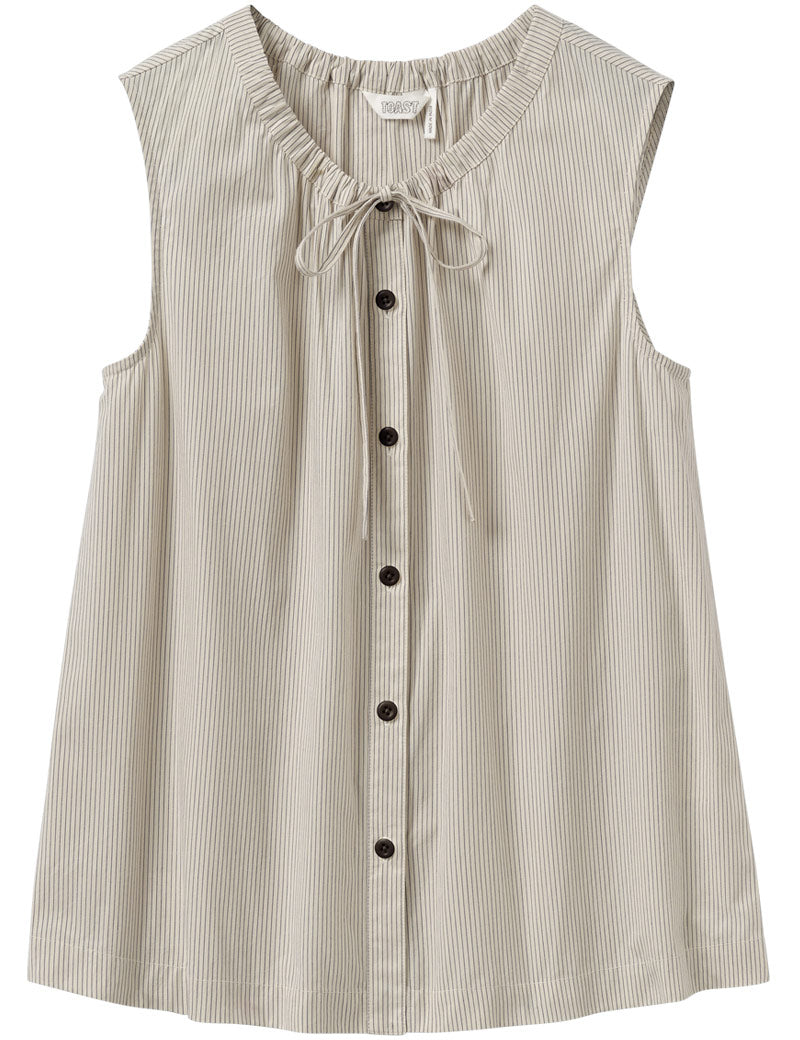 Toast Mini Stripe Cotton Top Sunwashed Blue Front