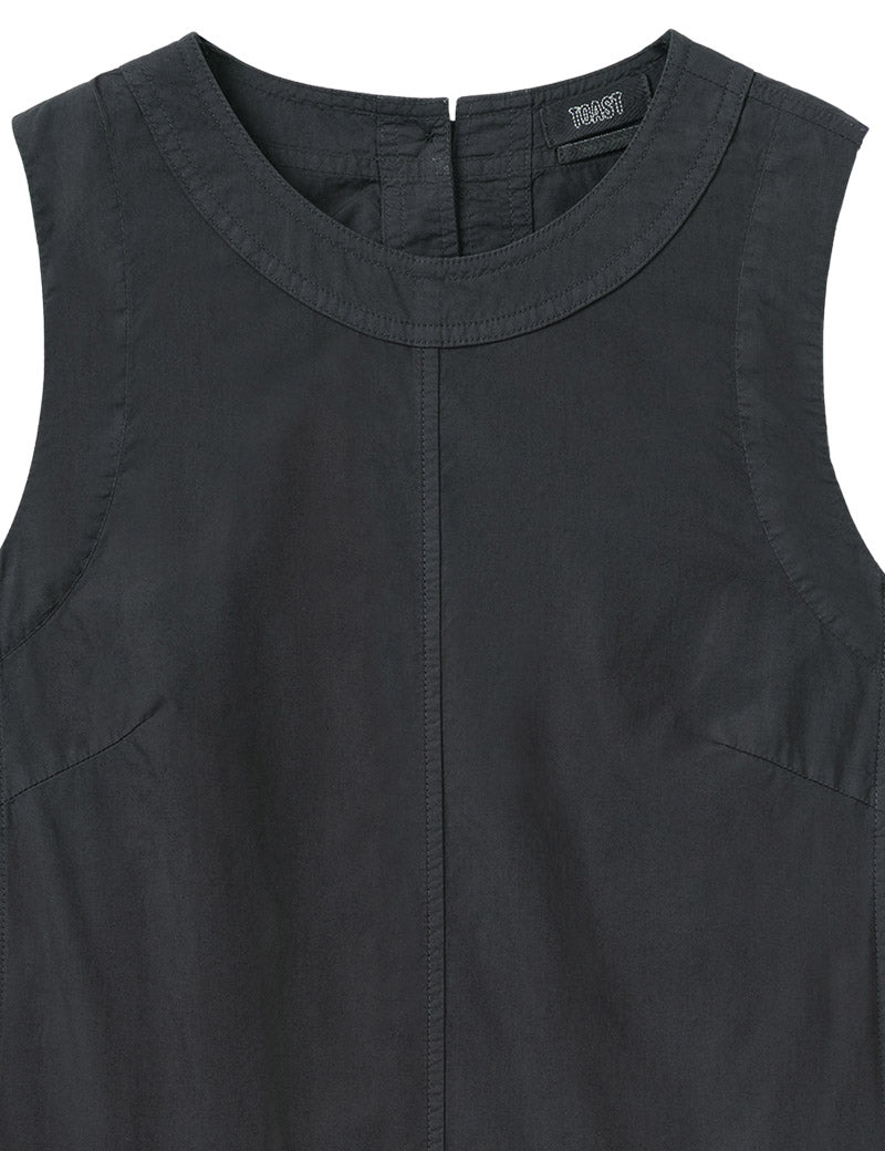 Toast Panelled Garment Dyed Sleeveless Top Slate Collar Detail