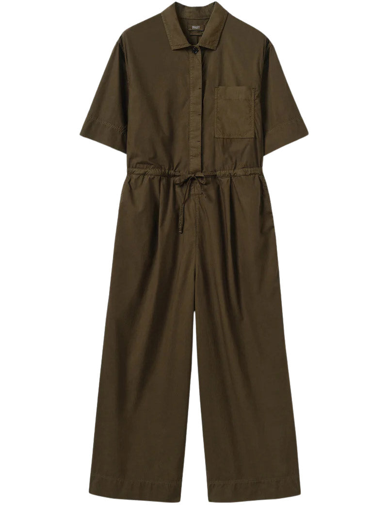 Toast Wide Leg Cotton Poplin Jumpsuit Bronze Green