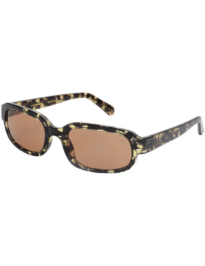 A.Kjaerbede Will Sunglasses Black, Yellow Tortoise Angled View