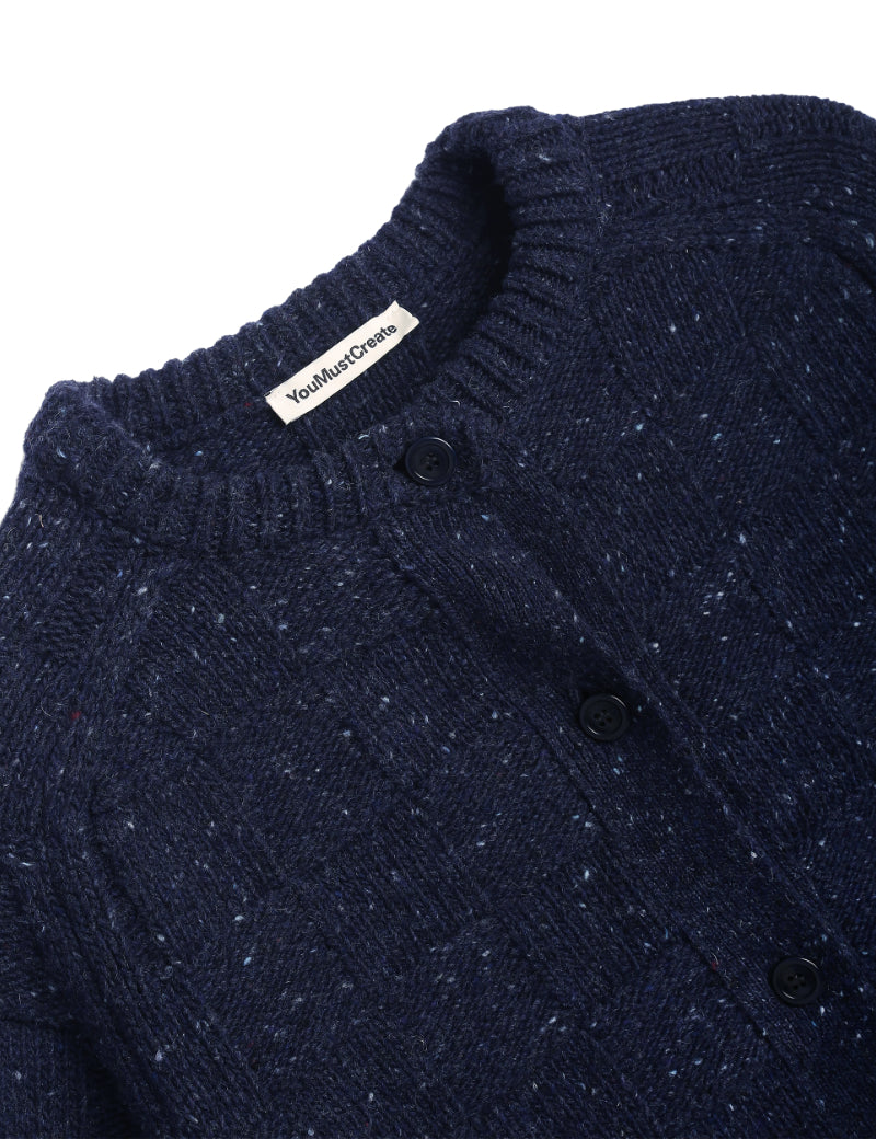 YMC Atomic Cardigan Navy Collar & Knit