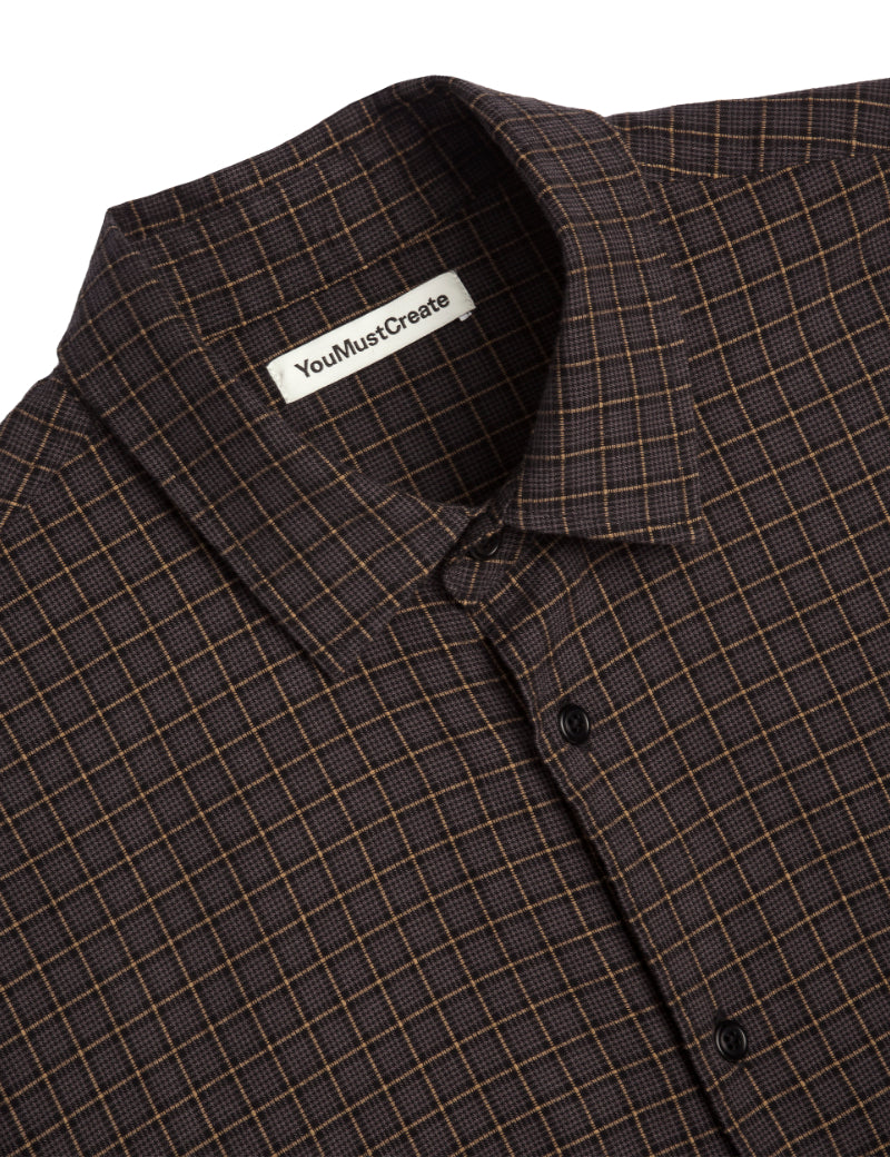 YMC Curtis Shirt Check Grey Multi Fabric Detail