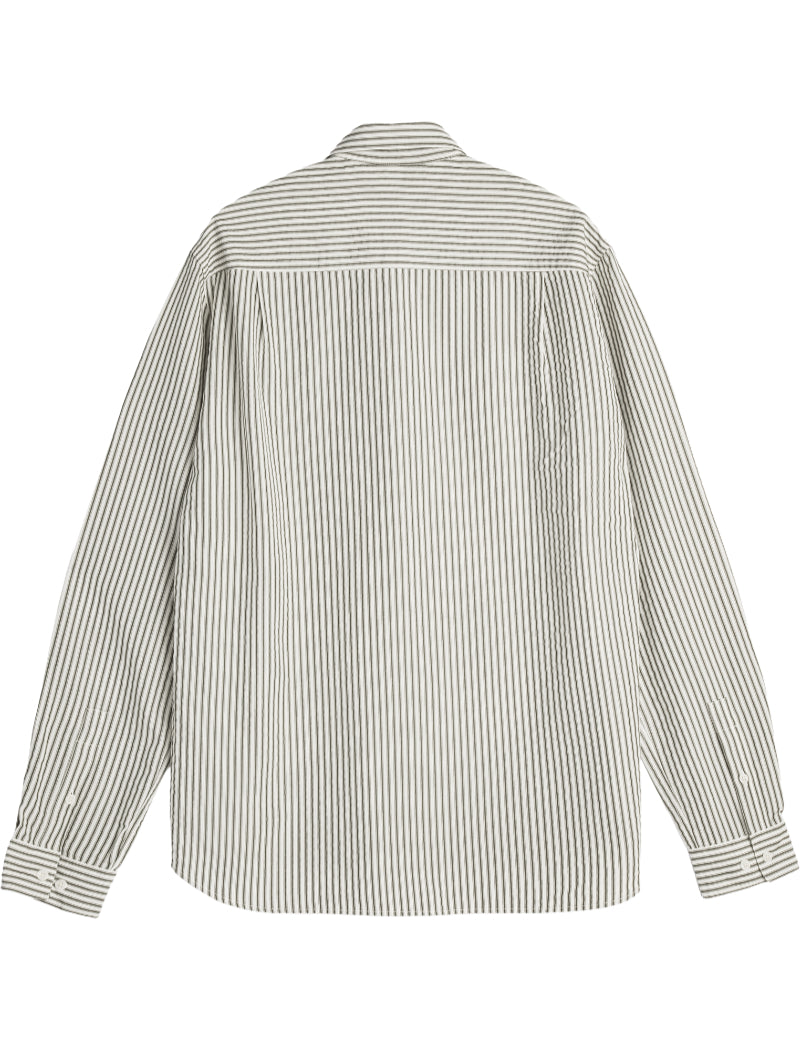 YMC Curtis Shirt Seersucker Stripe Green & White Back