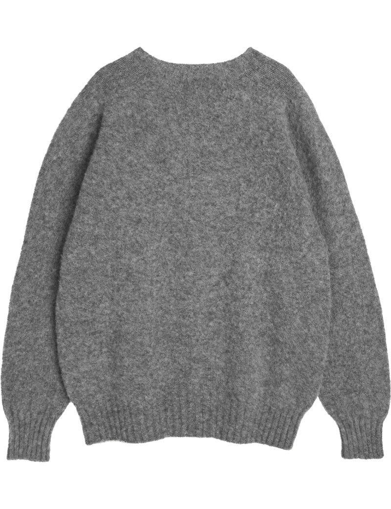 YMC Suedehead Jumper Lambswool Grey Back