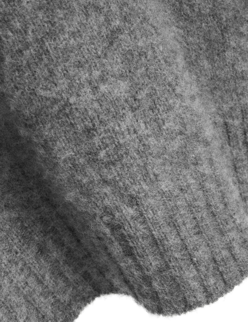 YMC Suedehead Jumper Lambswool Grey Hem Detail
