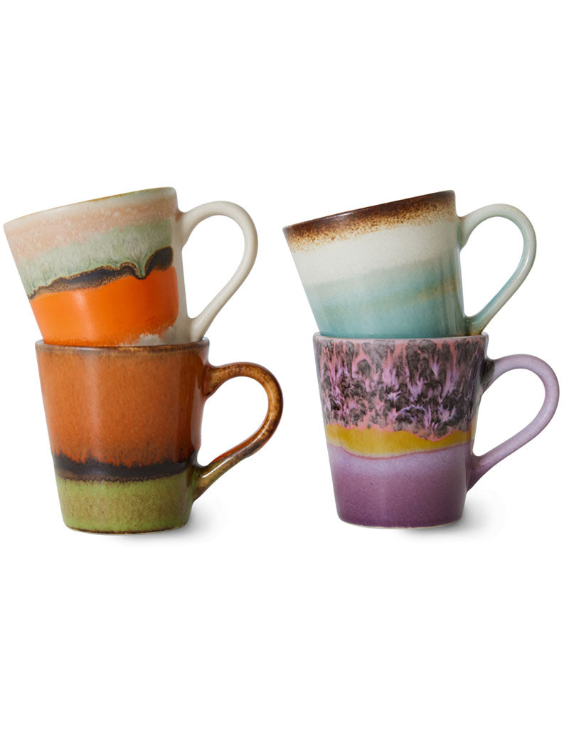 HKliving 70s Ceramics Espresso Mugs Retro Set Of 4