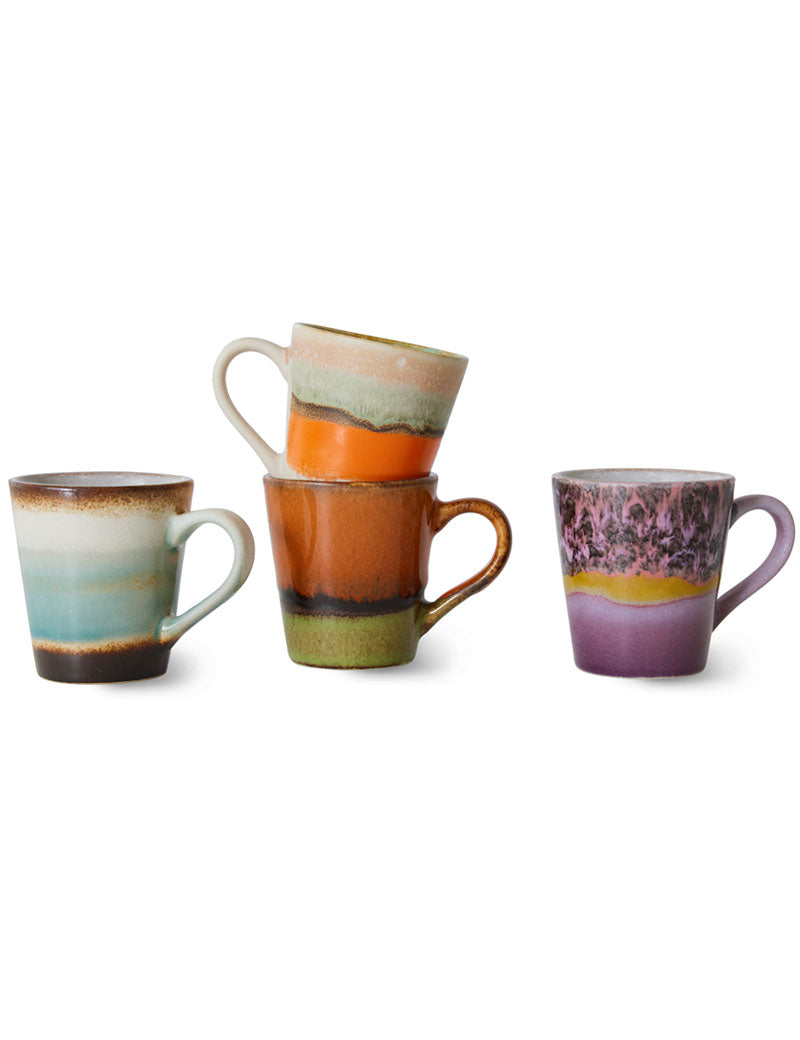 HKliving 70s Ceramics Espresso Mugs Retro Set Of 4