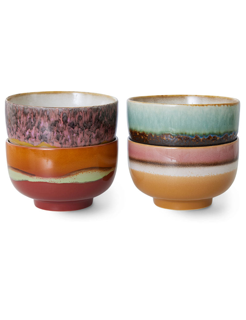 HKliving 70s Ceramics Noodle Bowls Geyser Set Of 4