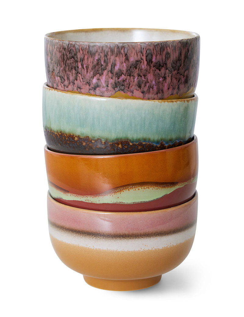 HKliving 70s Ceramics Noodle Bowls Geyser Set Of 4