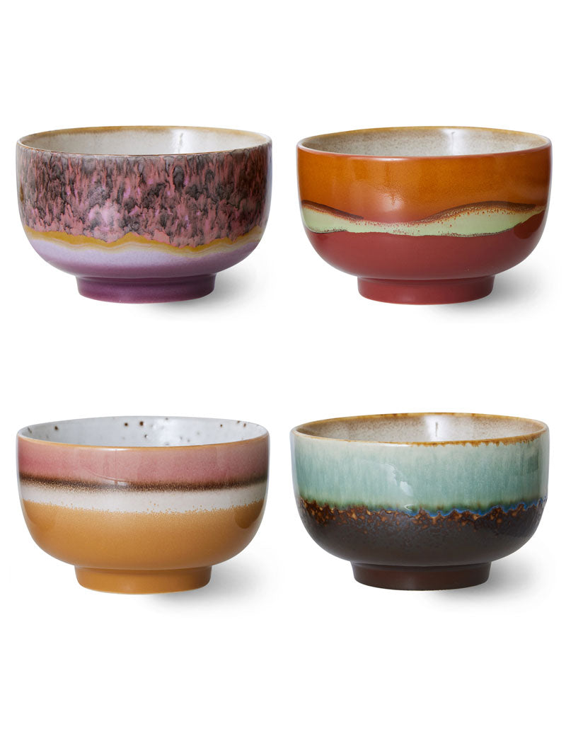 HKliving 70s Ceramics Noodle Bowls Geyser Set Of 4