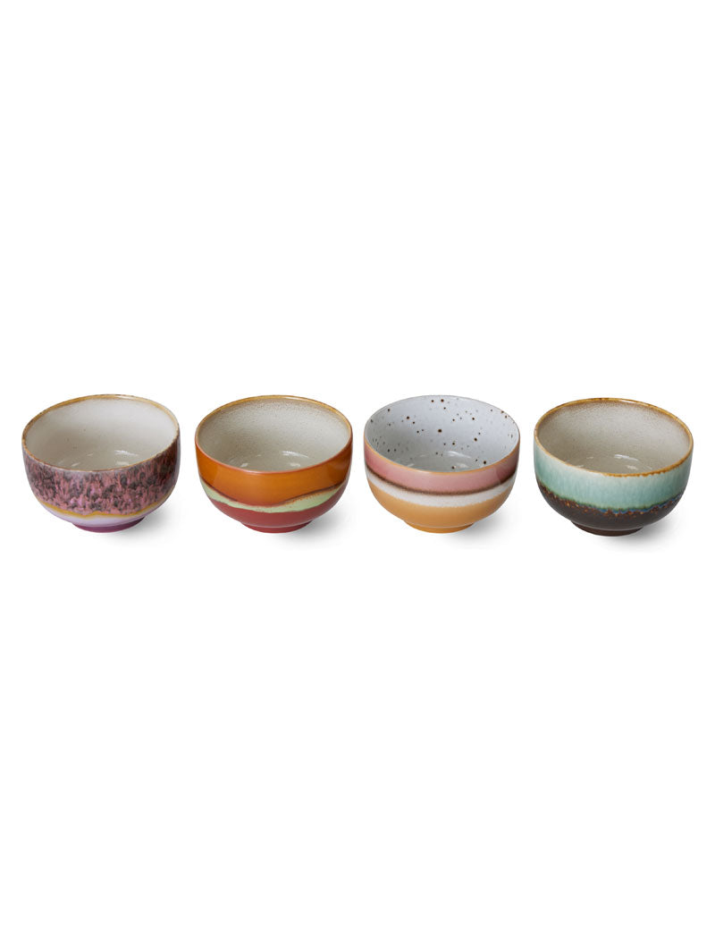 HKliving 70s Ceramics Noodle Bowls Geyser Set Of 4