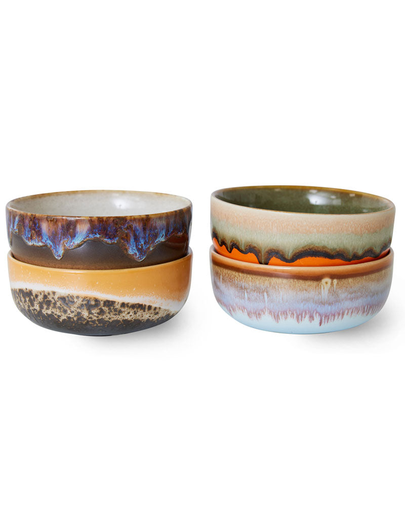 HKliving 70s Ceramics Tapas Bowls Crystal Set Of 4
