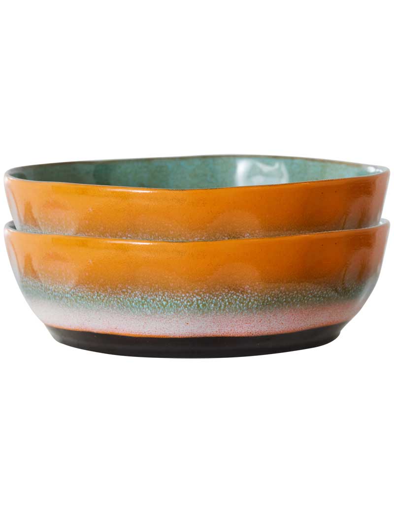 HK Living 70s Ceramics Pasta Bowls Golden Hour Set Of 2