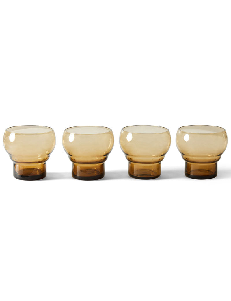 HKliving 70s Glassware Bulb Glasses Amber Set Of 4