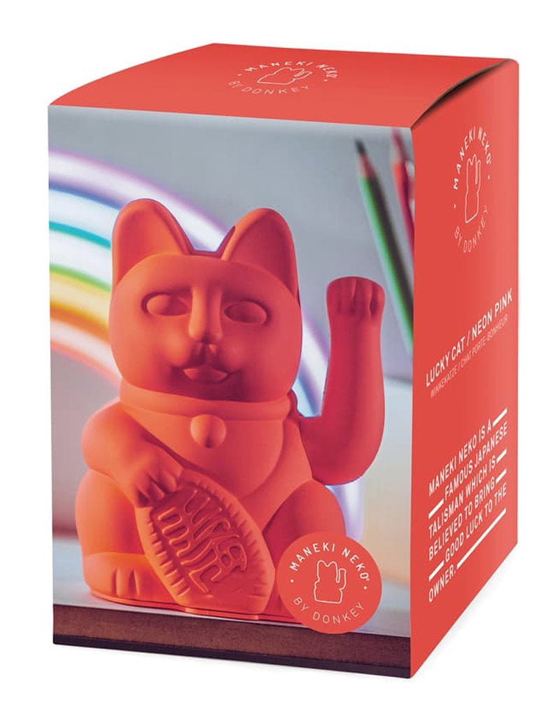 Donkey Lucky Cat Neon Orange Maneki Neko Boxed