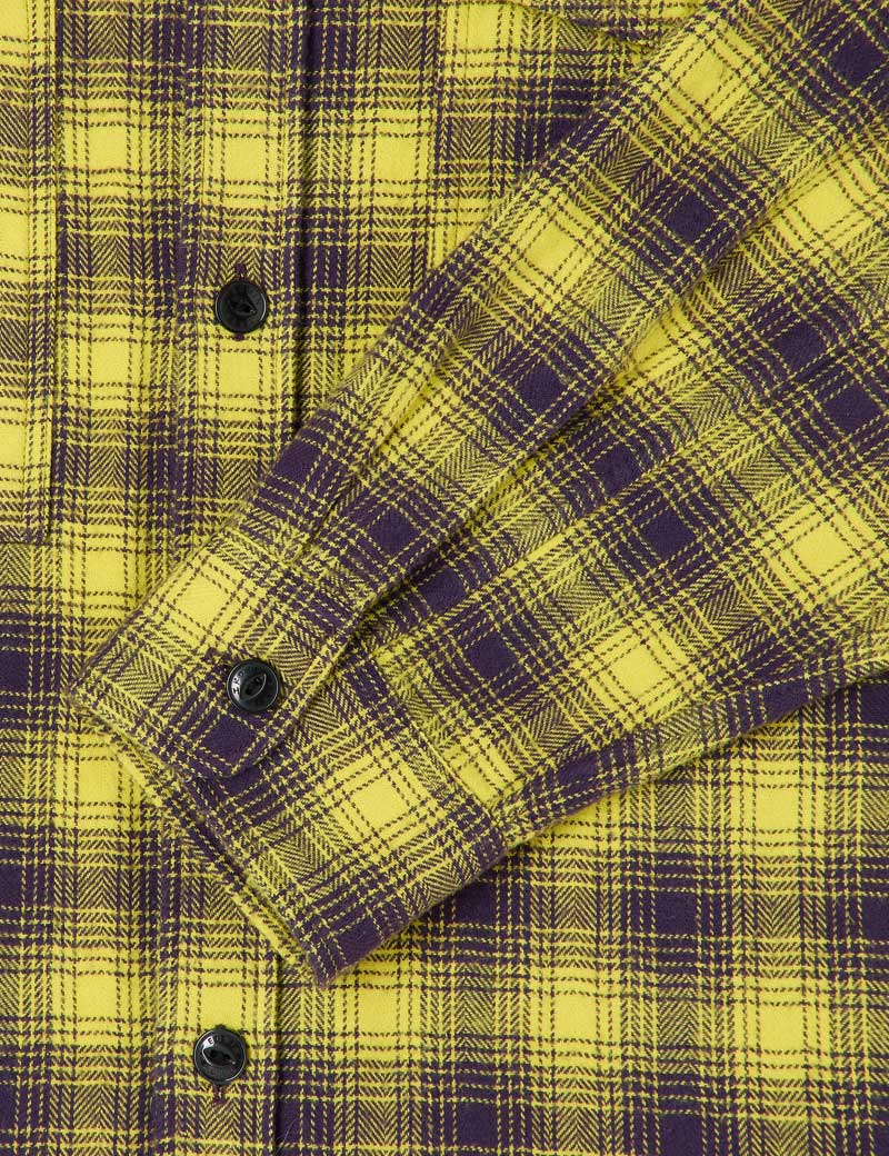 EDWIN BIG SHIRT PLUMERIA PURPLE BLAZING YELLOW CHECK