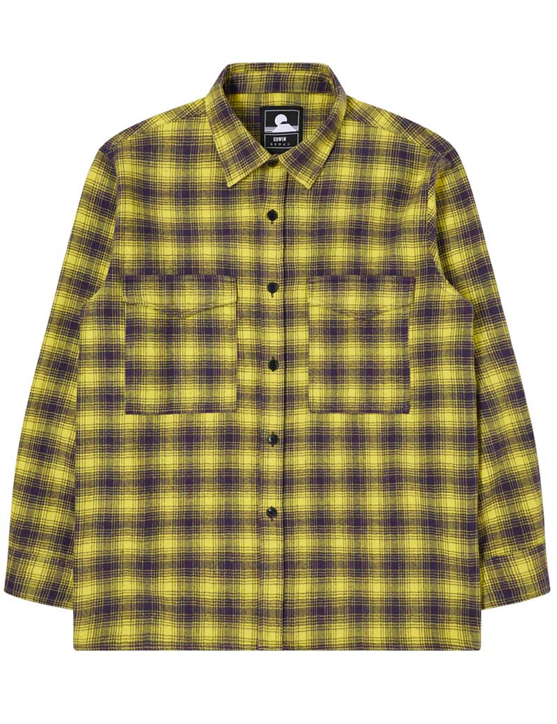 EDWIN BIG SHIRT PLUMERIA PURPLE BLAZING YELLOW CHECK