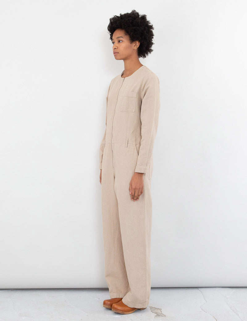 FOLK COLLARLESS ZIP JUMPSUIT CLAY