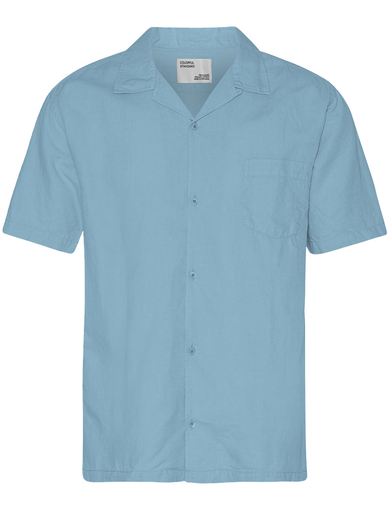 COLORFUL STANDARD LINEN SHORT SLEEVED SHIRT SEASIDE BLUE