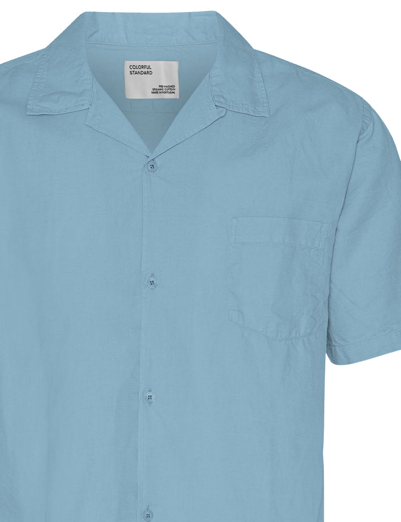 COLORFUL STANDARD LINEN SHORT SLEEVED SHIRT SEASIDE BLUE