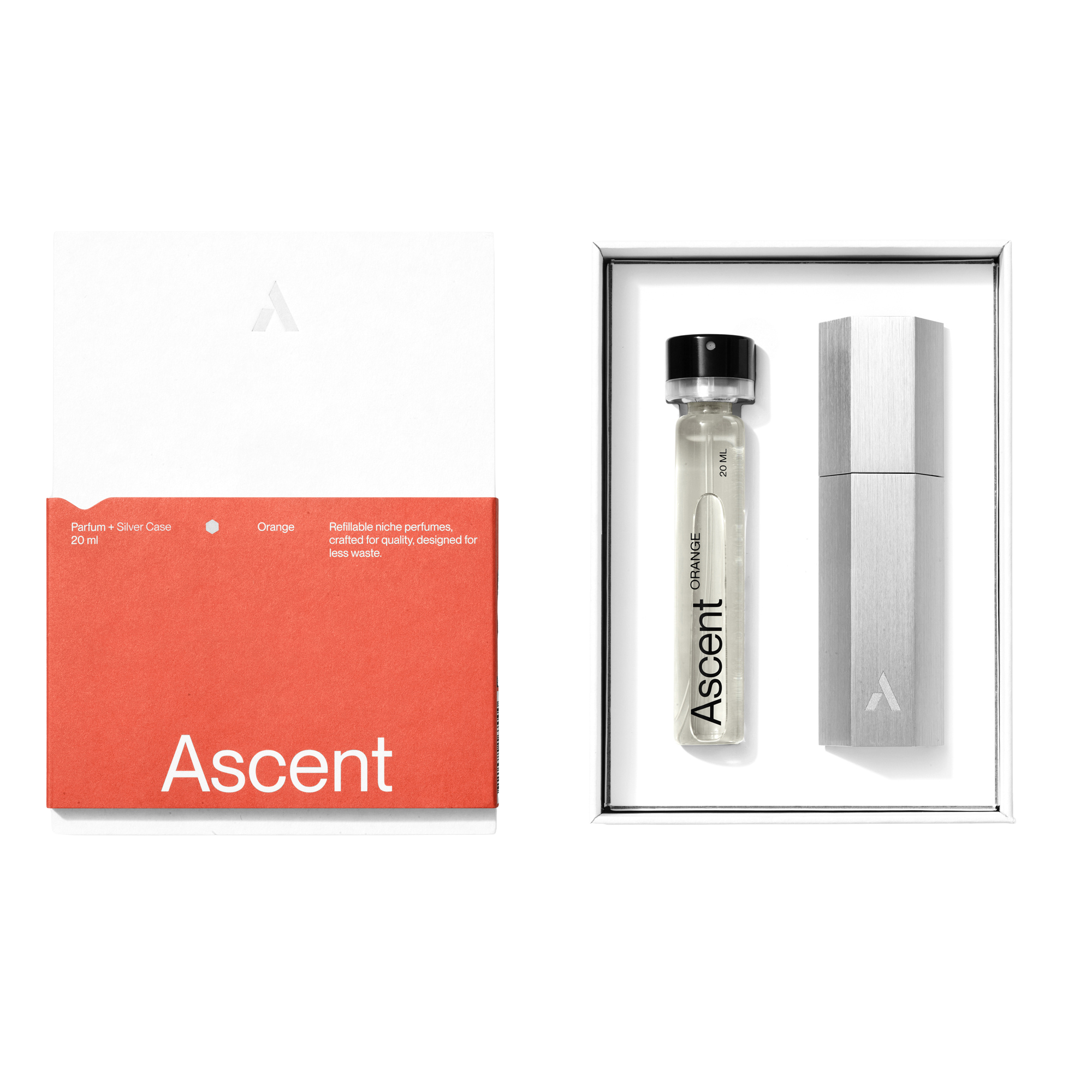 Ascent Orange Parfum Starter Kit Silver Case Opened Box