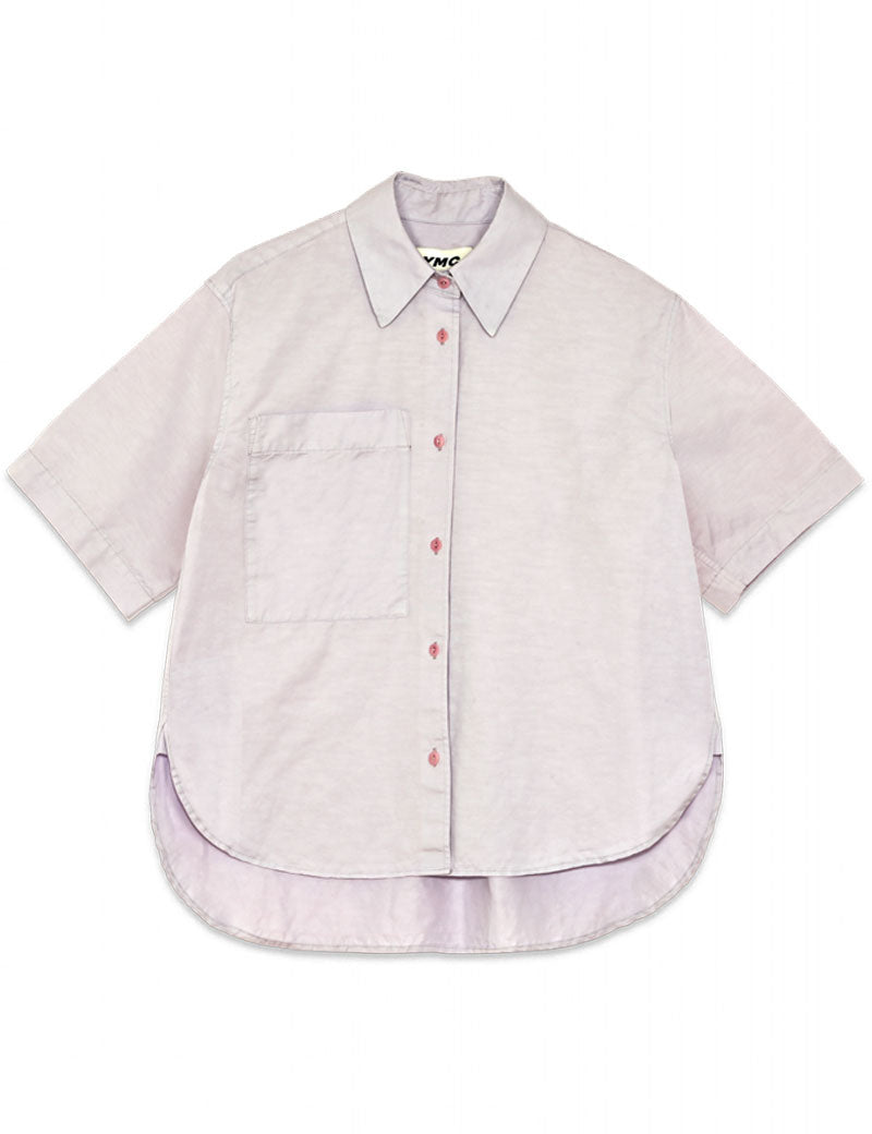 Ymc Eva Cotton Linen Short Sleeved Shirt Lilac