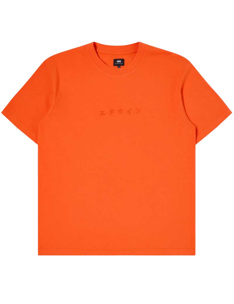 EDWIN KATAKANA EMBROIDERY T-SHIRT TANGERINE TANGO