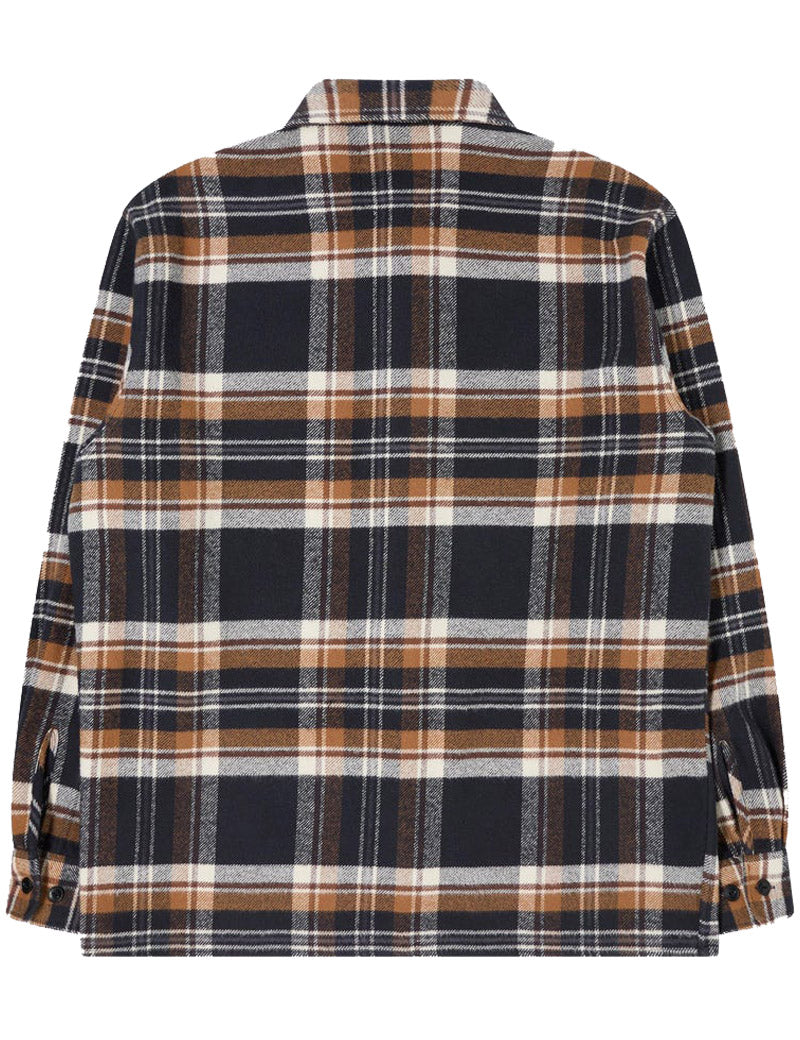 EDWIN SEBASTIAN LONG SLEEVE SHIRT NAVY BROWN CHECK