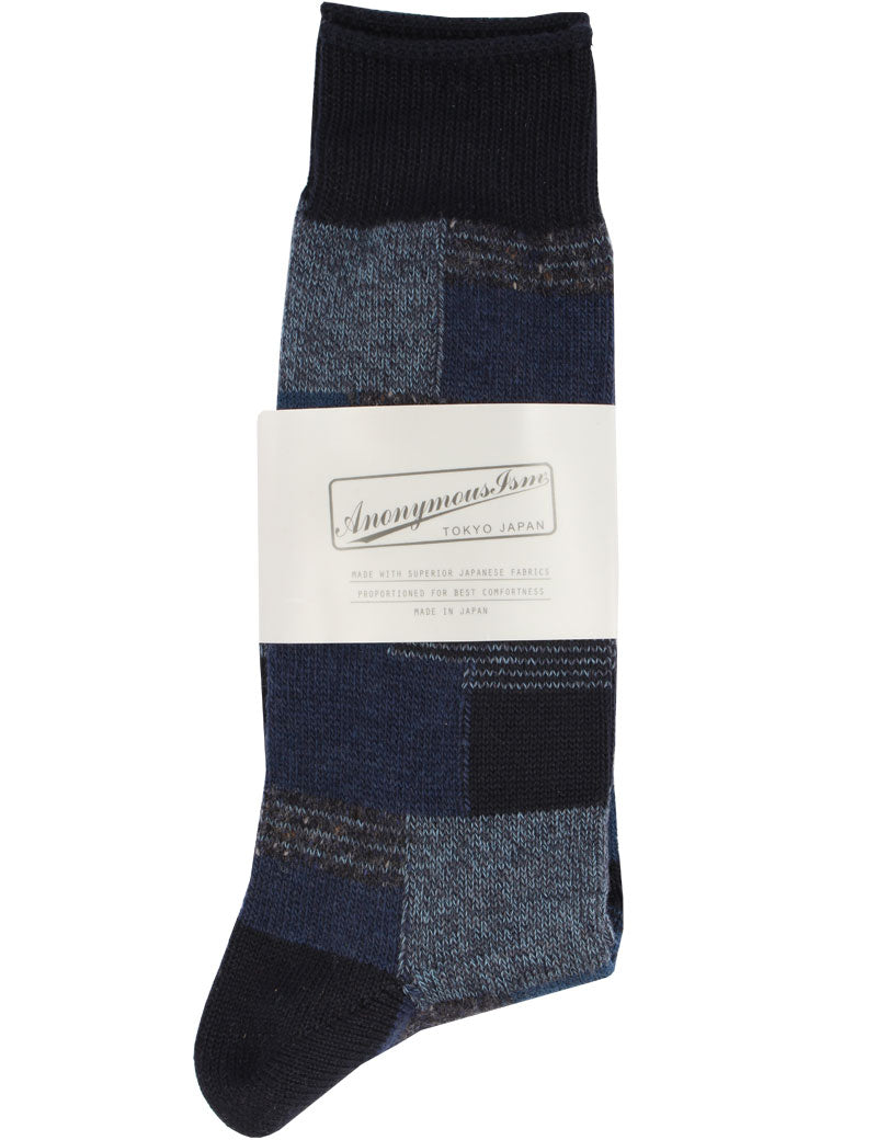 Anonymous Ism Patchwork Crew Socks Navy