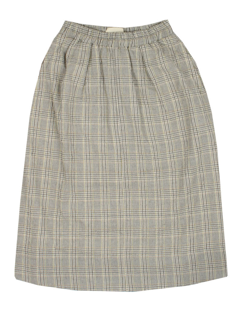 Folk Full Seam Skirt Ecru Crinkle Check